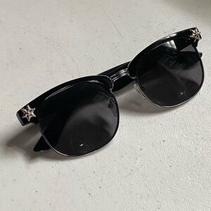 Chrome Hearts Black Sunglasses with Silver Star Accents